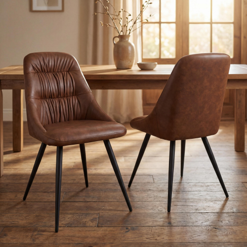 Corinth Leather Effect Tan Dining Chair