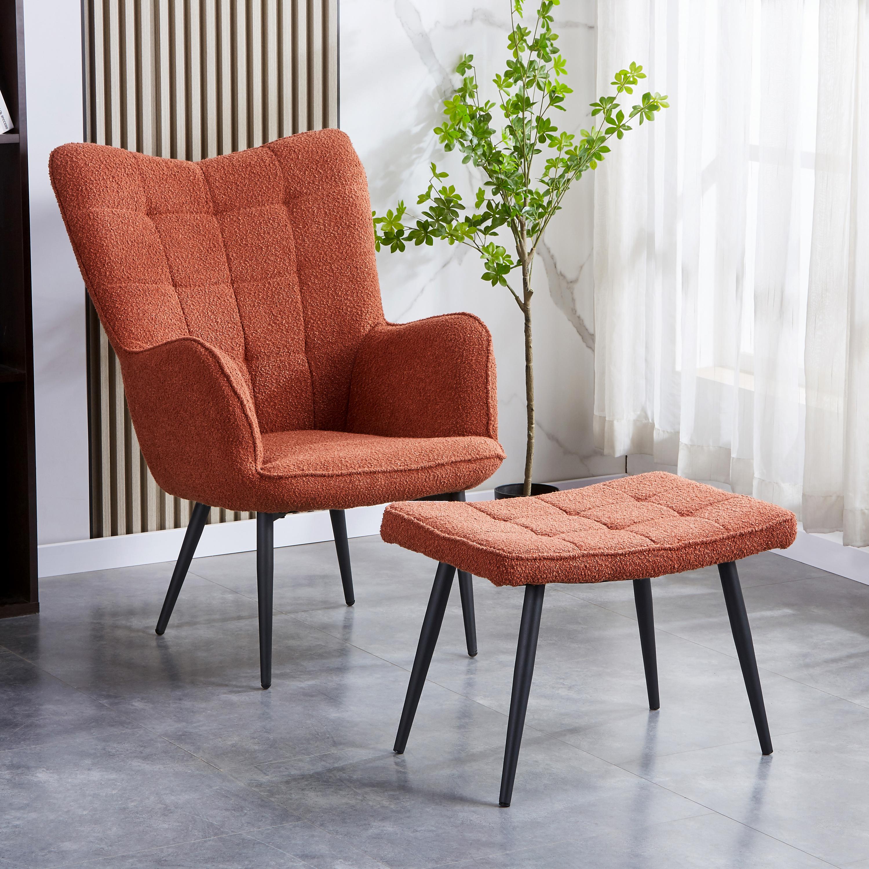 Paris Boucle Copper Armchair & Footstool