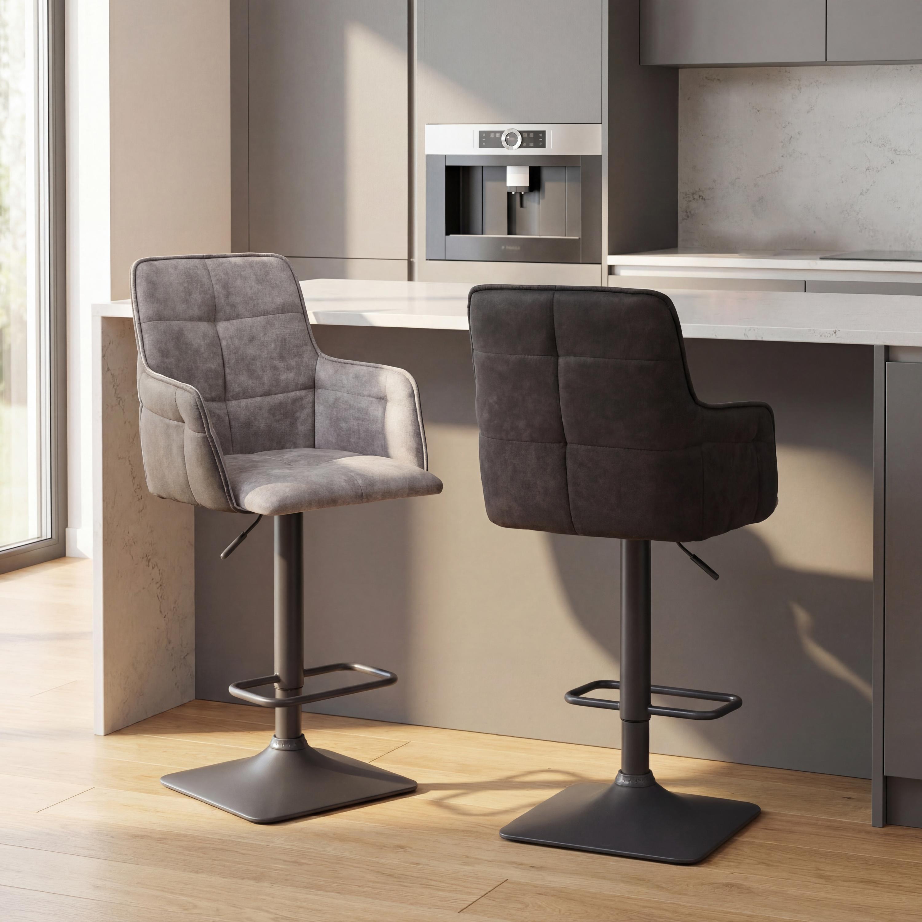 Orion Suede Effect Light Grey Bar Stool