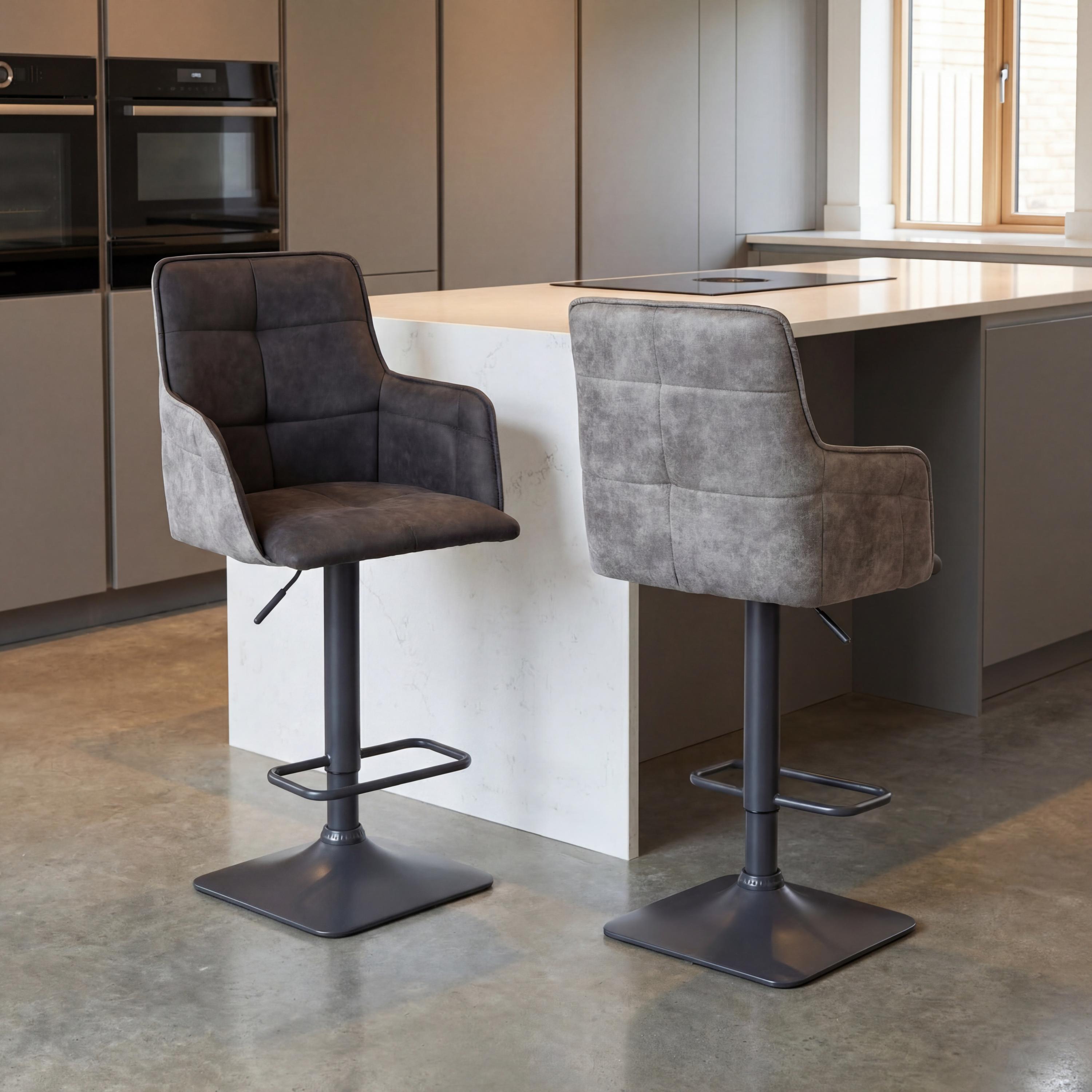 Orion Suede Effect Dark Grey Bar Stool