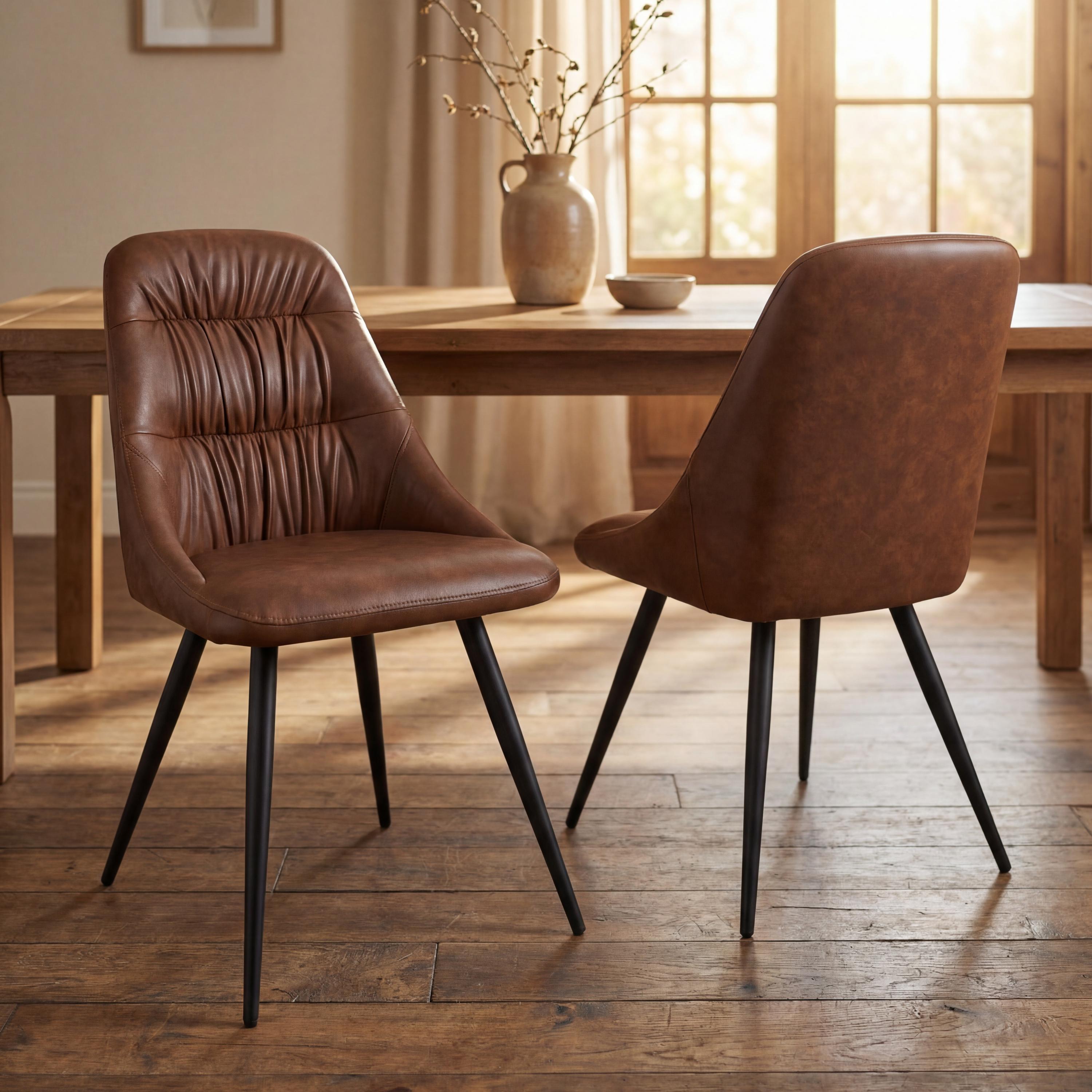 Corinth Leather Effect Tan Dining Chair