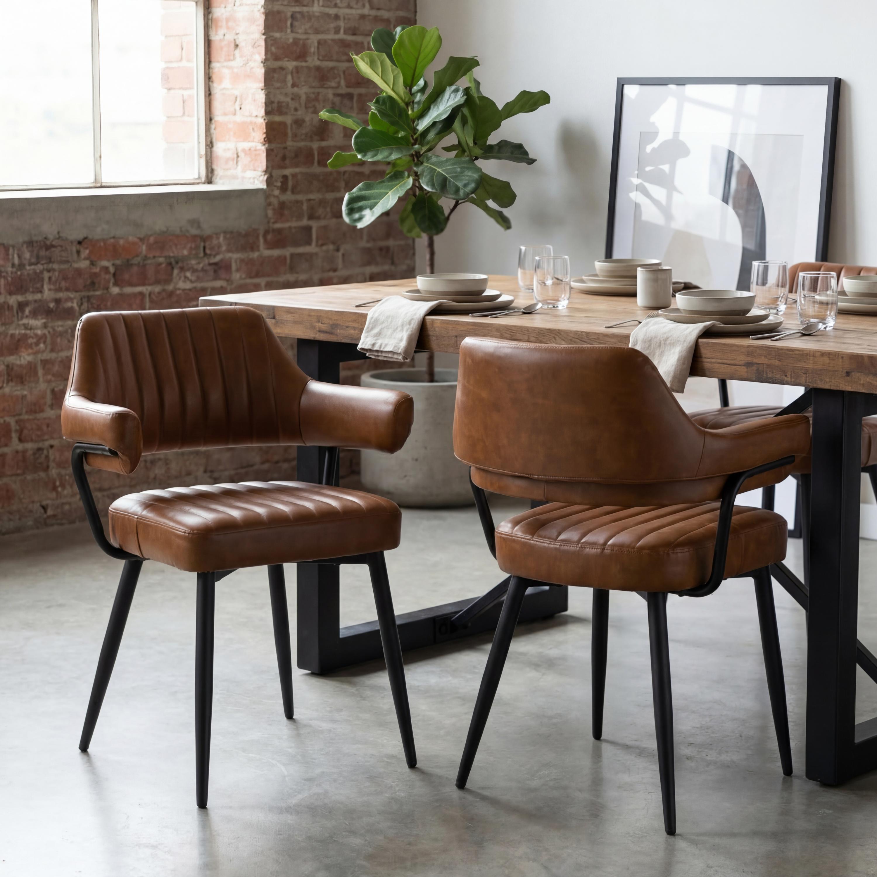 Cortez Leather Effect Tan Dining Chair