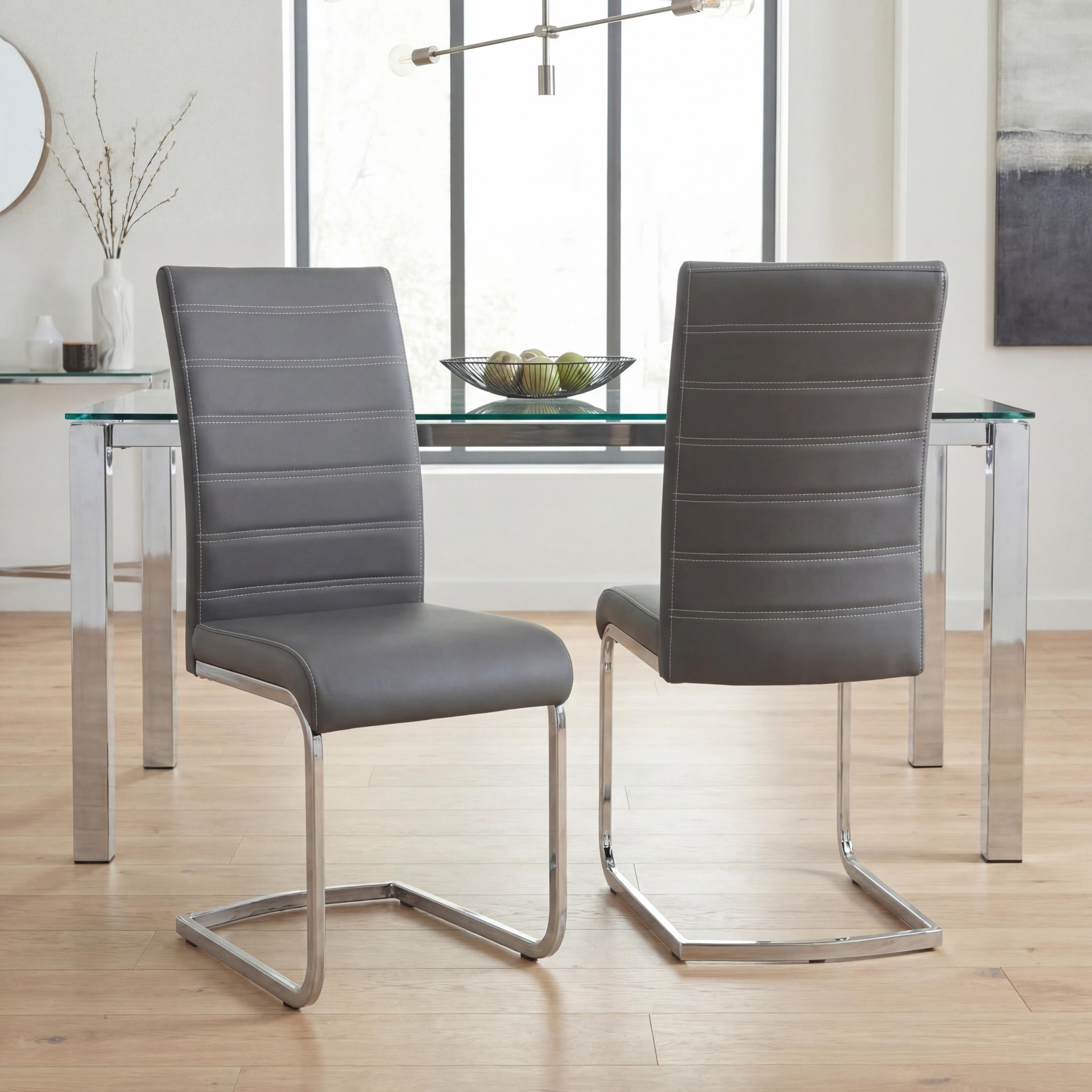 Callisto Leather Effect Grey Dining Chair