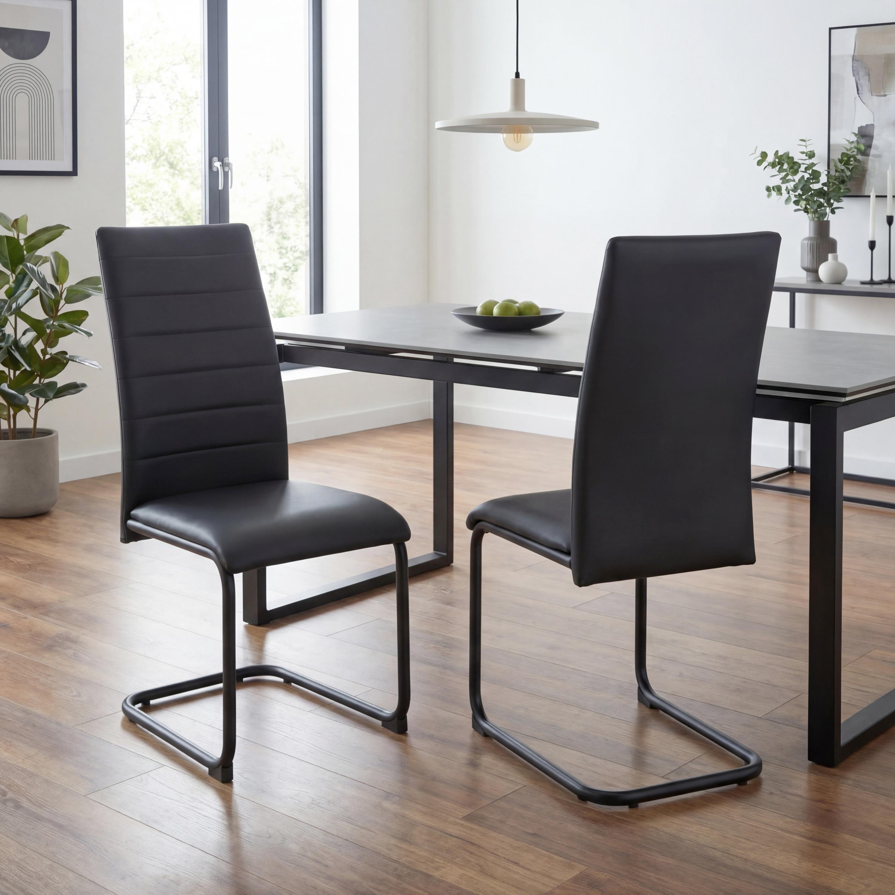 Carlisle Leather Effect Black Dining Chair