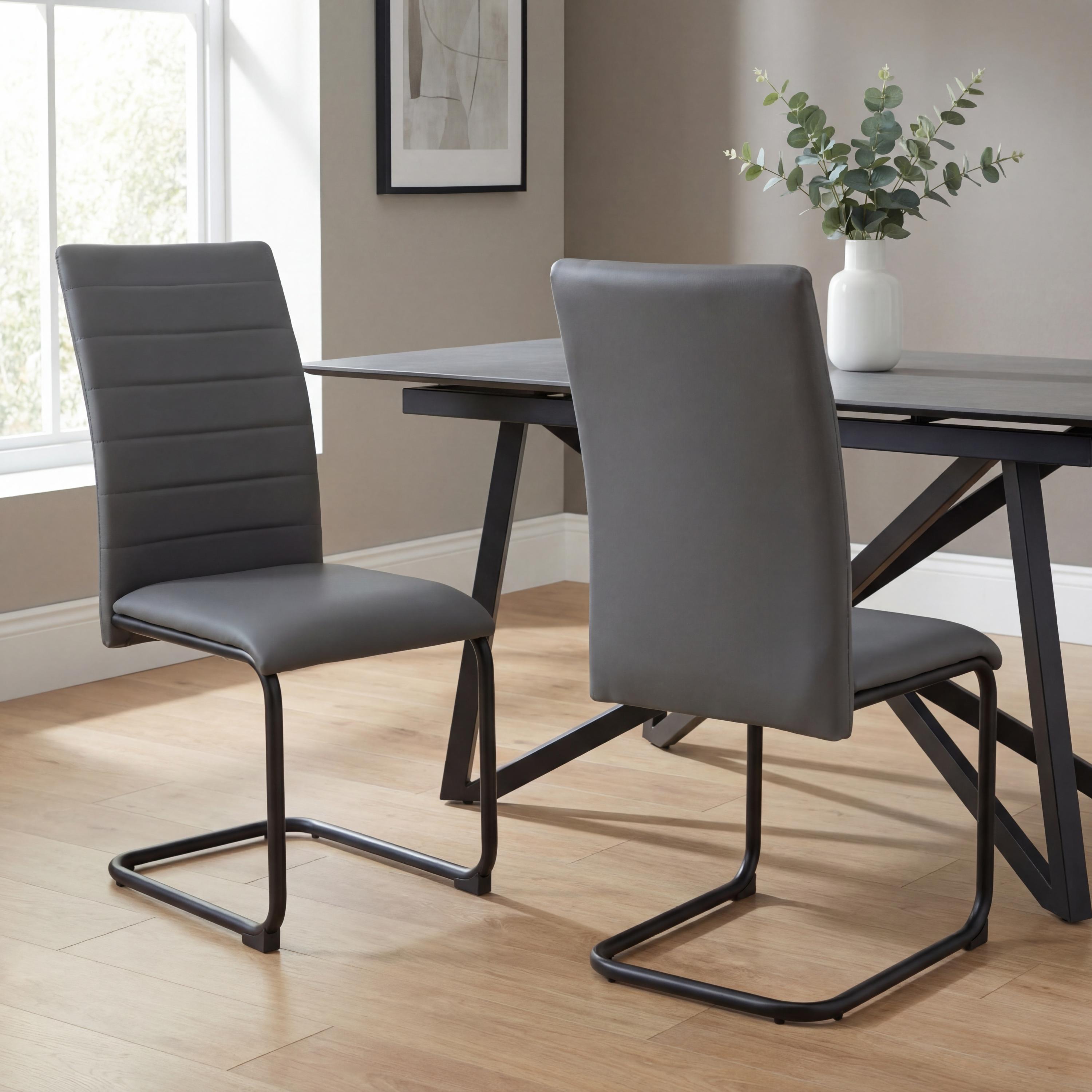 Carlisle Leather Effect Grey Dining Chair