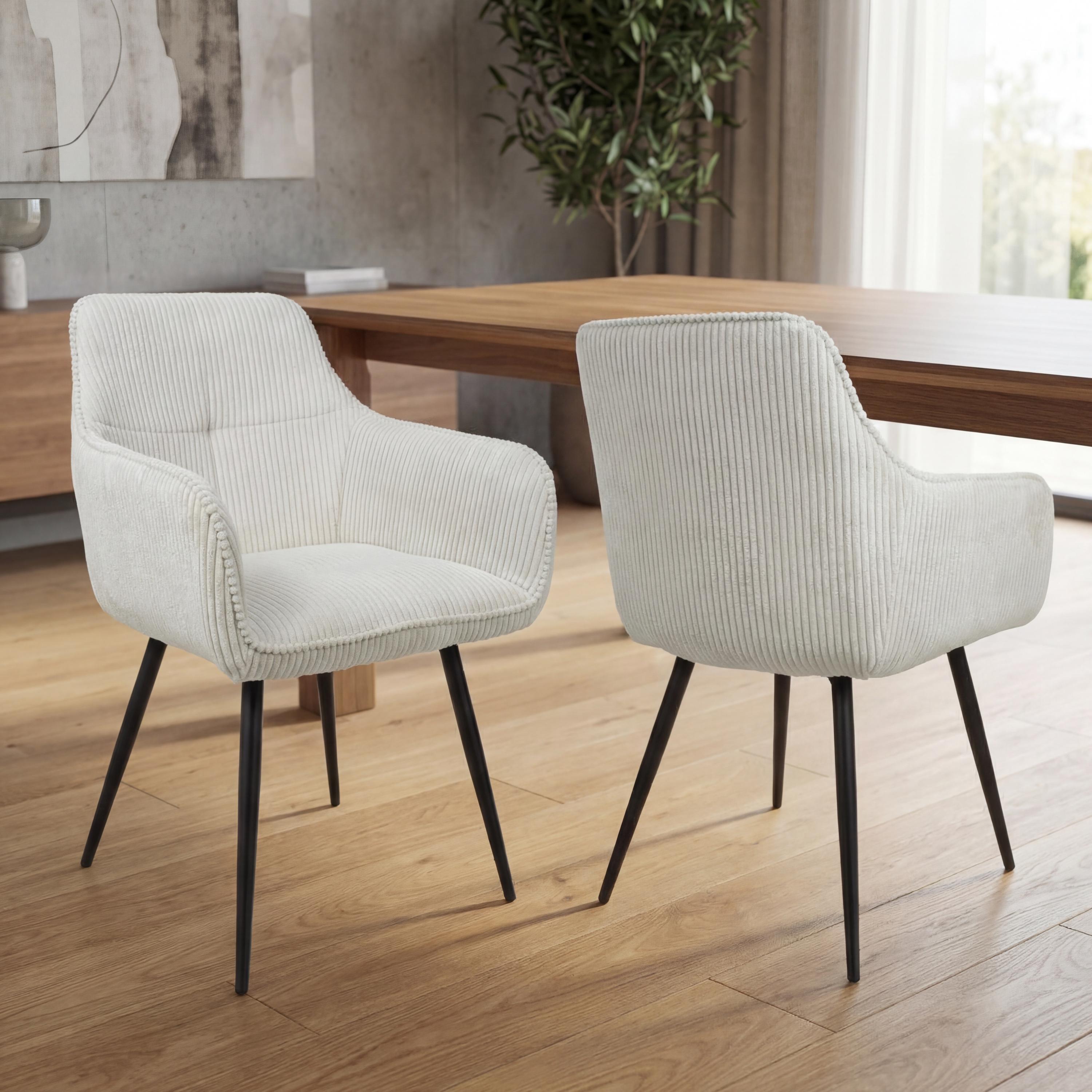 Denver Corduroy White Dining Chair