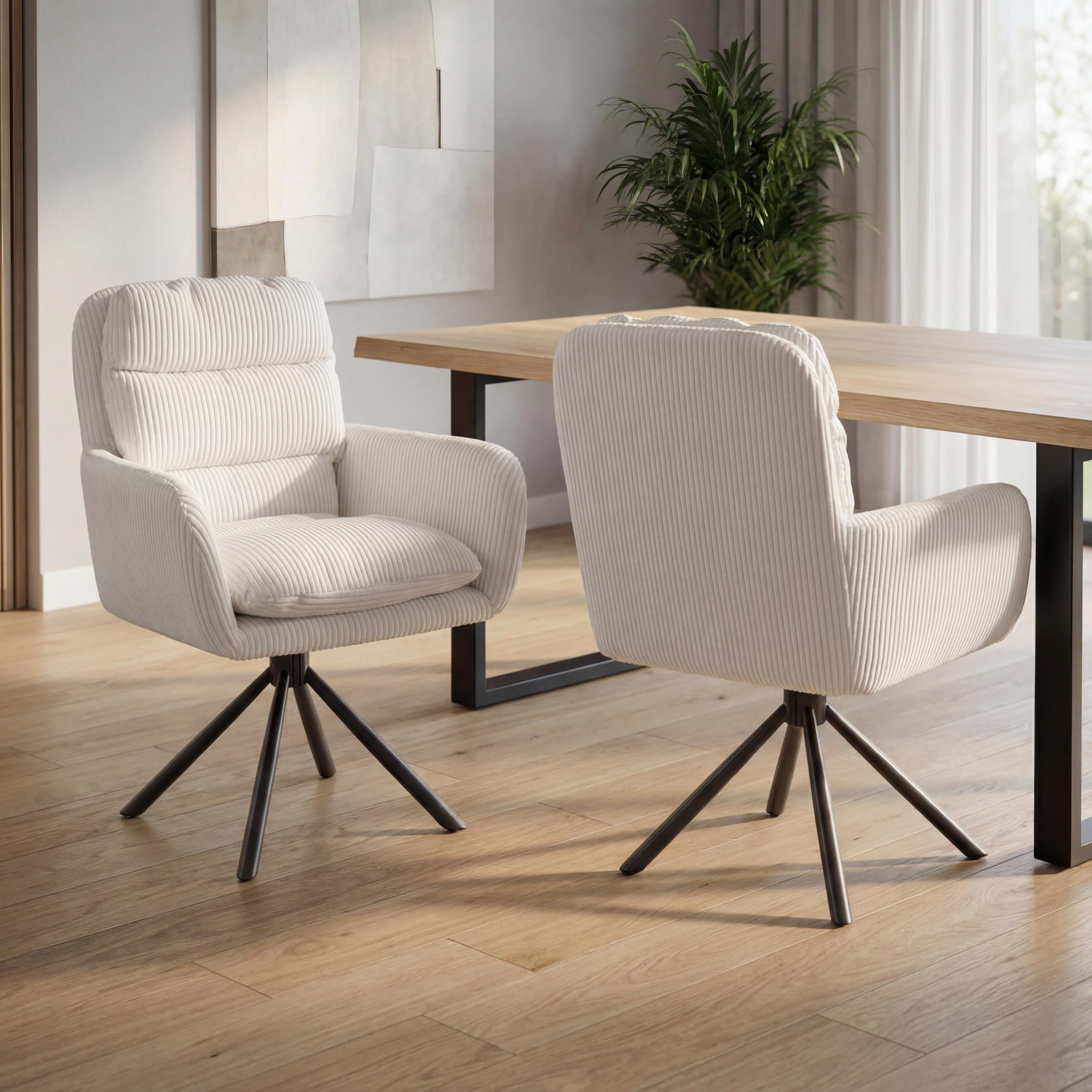 Cassidy Corduroy White Swivel Chair