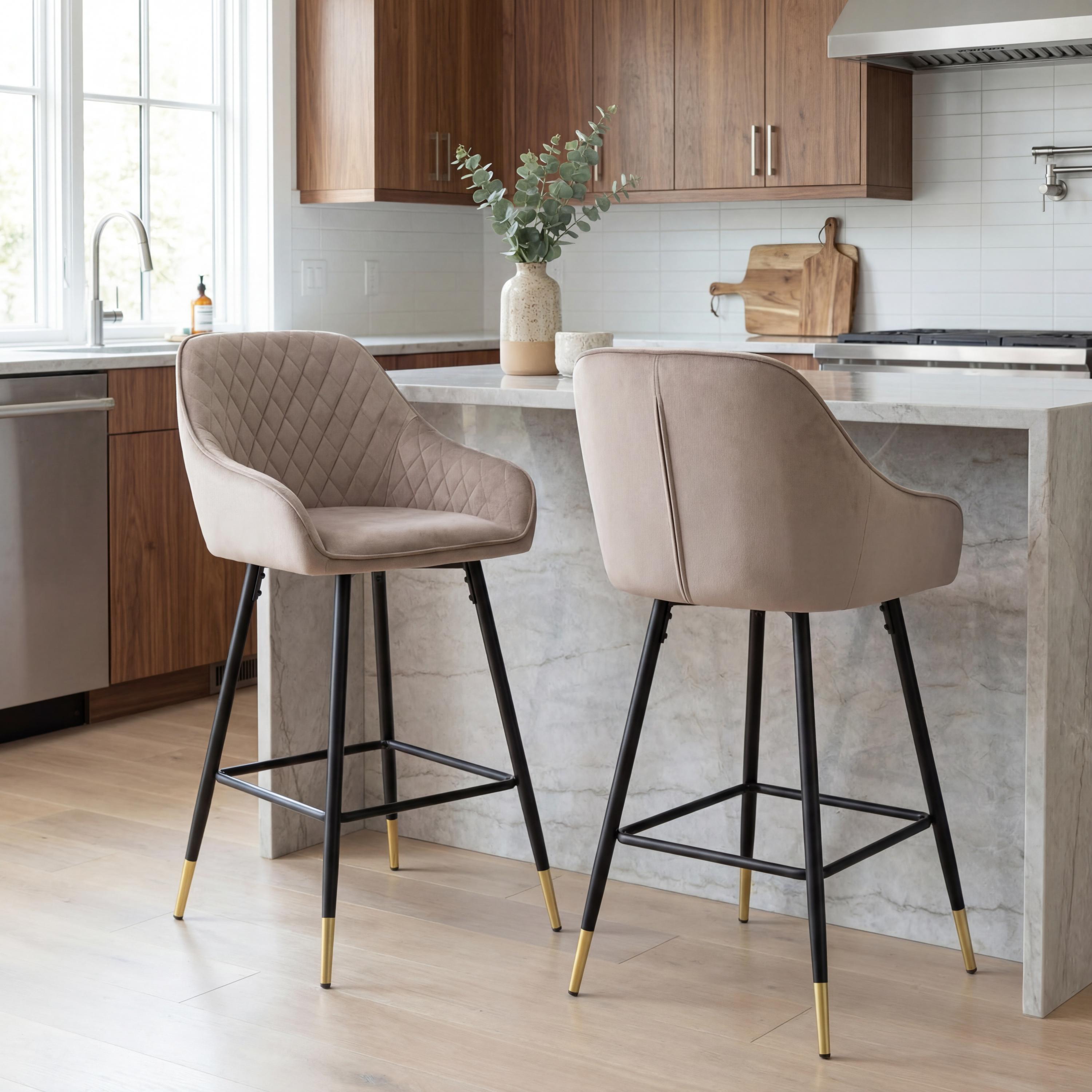 Savanna Brushed Velvet Mink Bar Stool