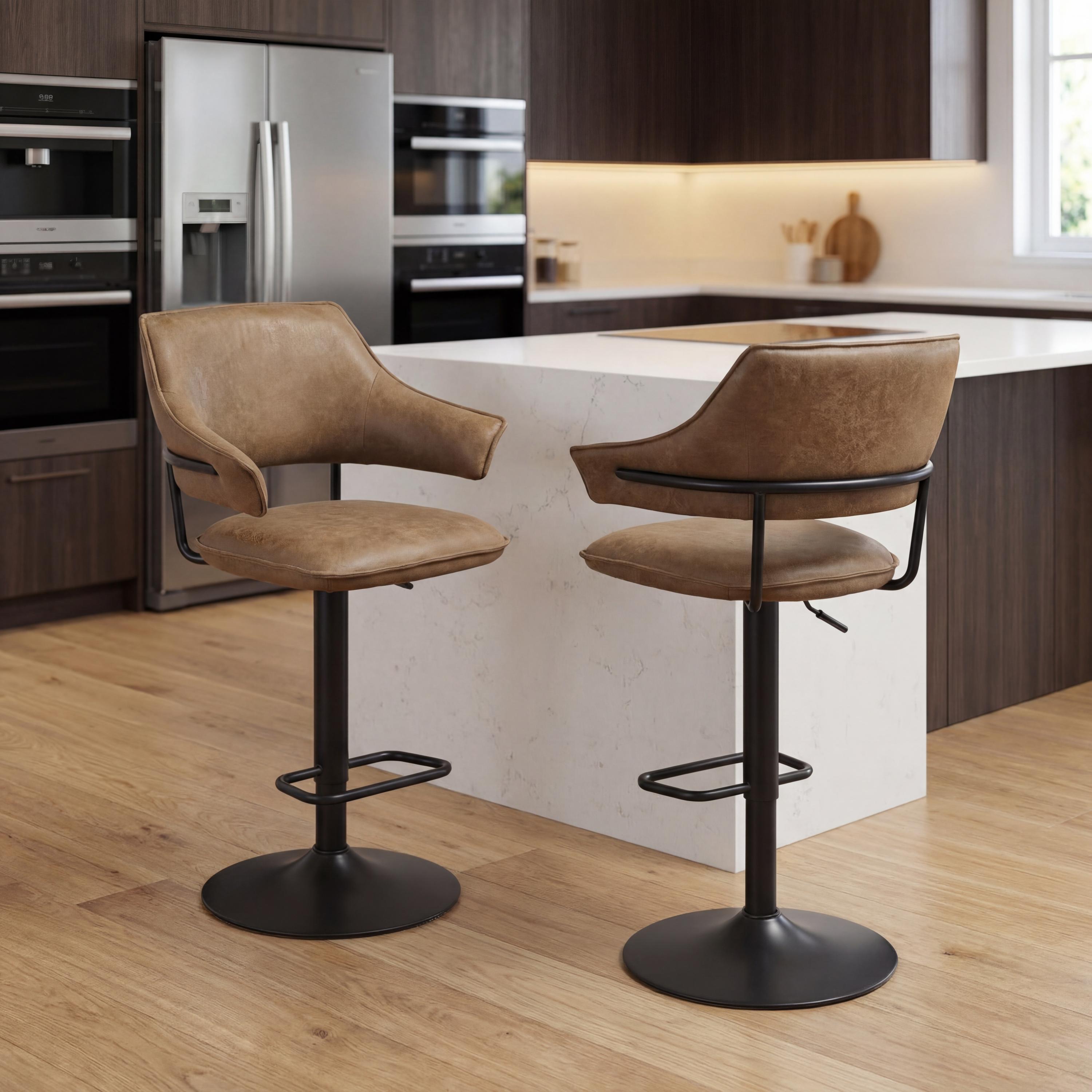 Geneva Leather Effect Tuscan Tan Bar Stool