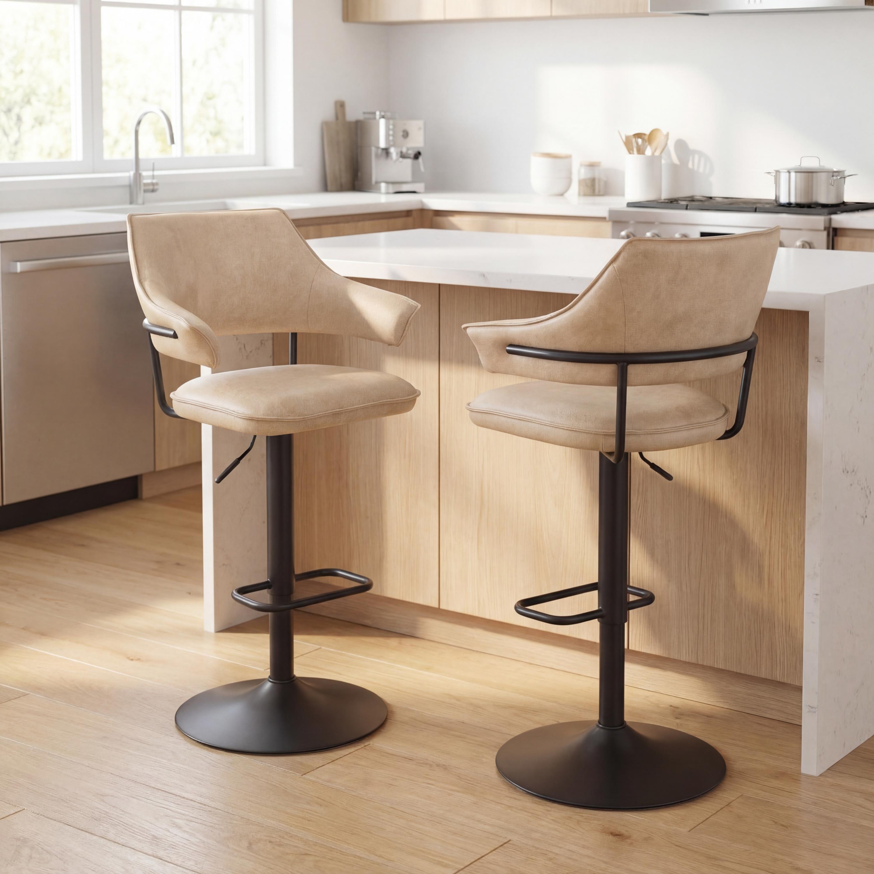 Geneva Leather Effect Cafe Latte Bar Stool