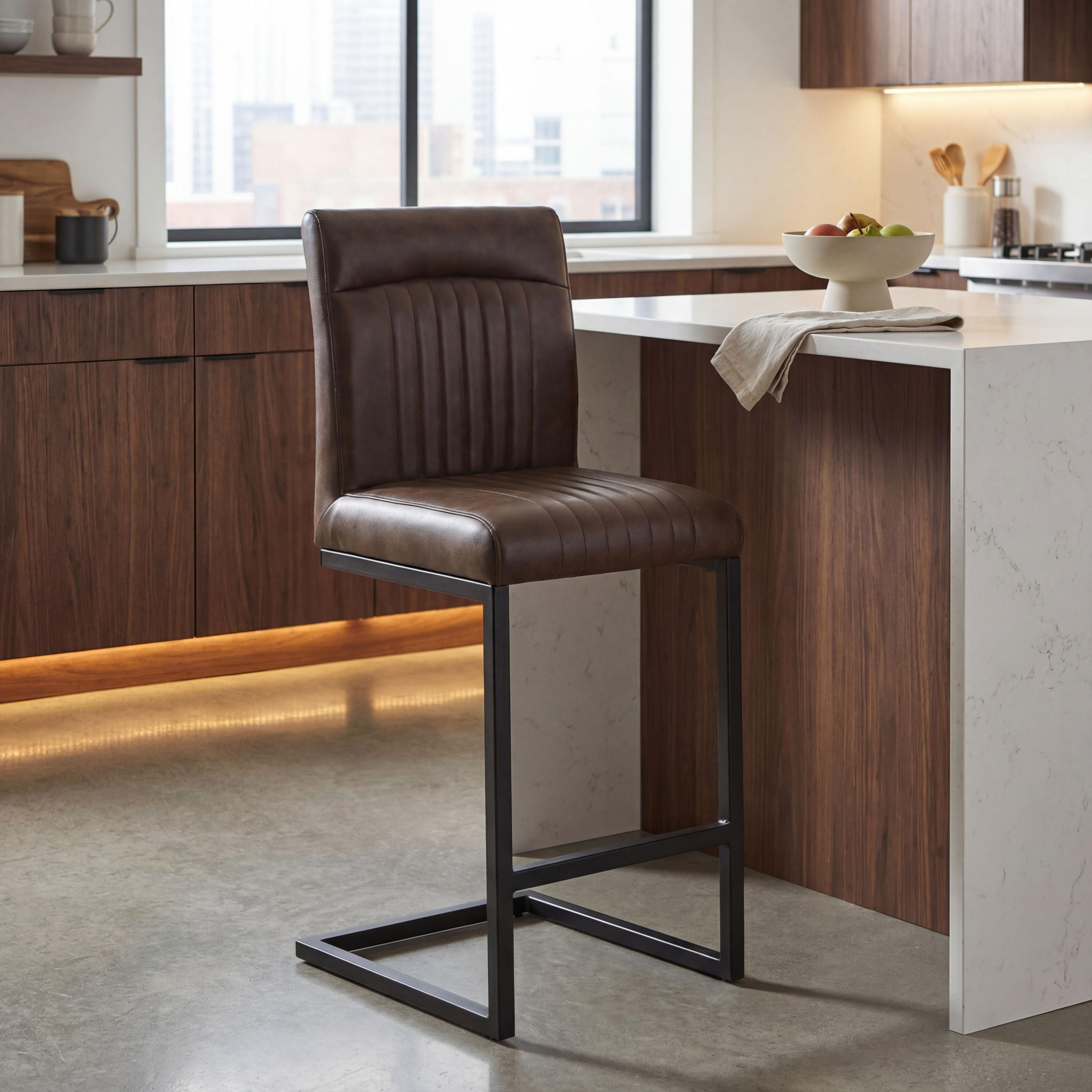 Ludlow Leather Effect Brown Bar Stool