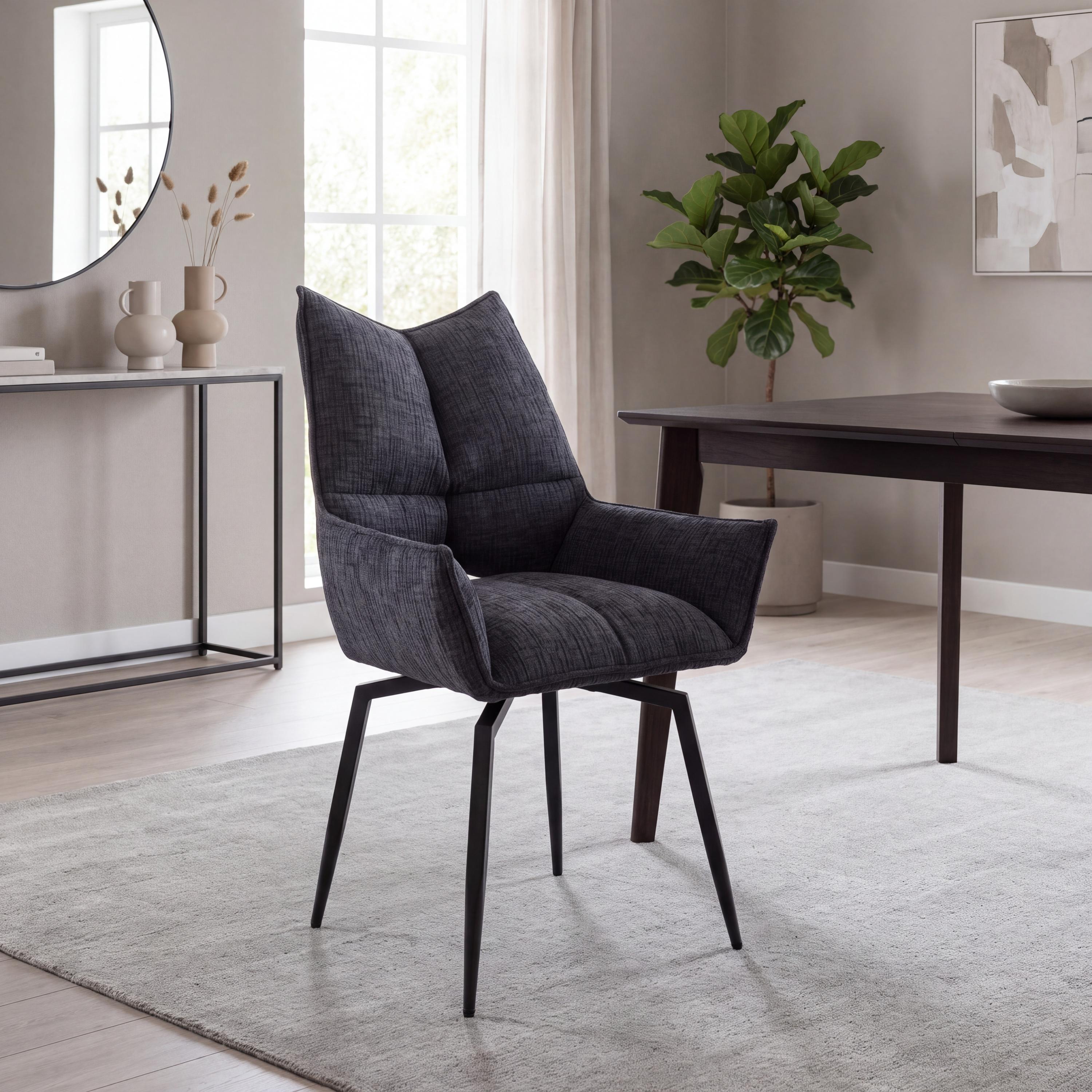 Dakar Textured Effect Charcoal Swivel Chair