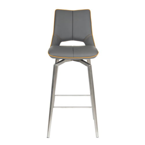 Mako Swivel Leather Effect Graphite Grey Bar Chair