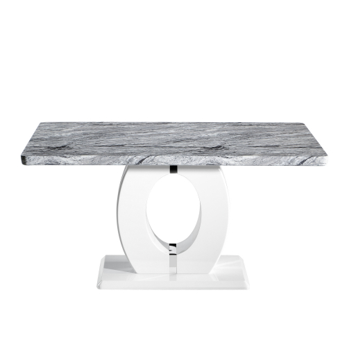 Neptune Medium Marble Effect Top High Gloss Grey/White Dining Table