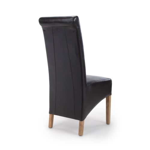 Krista Roll Back Bonded Leather Black Dining Chair