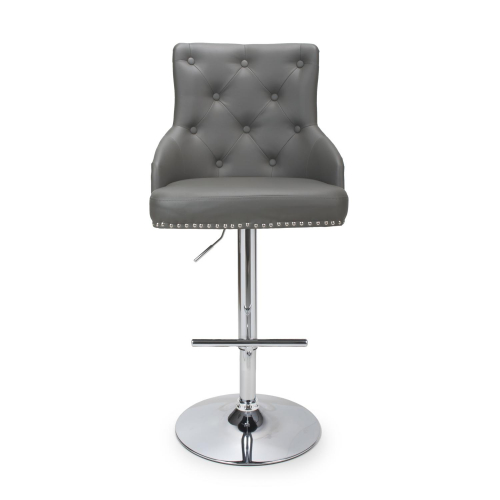 Rocco Leather Effect Graphite Grey Bar Stool