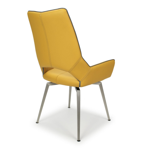Mako Swivel Leather Effect Yellow Dining Chair