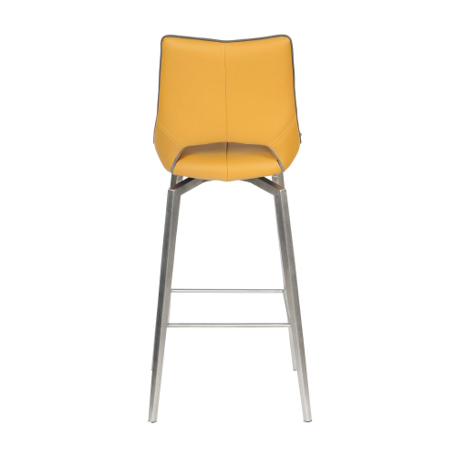 Mako Swivel Leather Effect Yellow Bar Chair