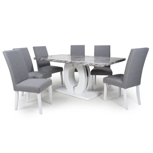 Neptune Large & 6 Randall Silver Grey Dining Set