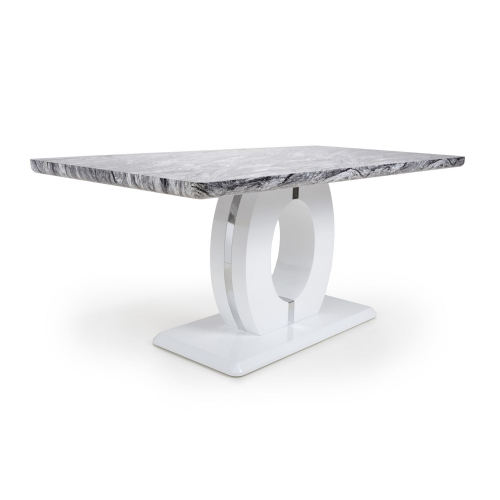 Neptune Large Marble Effect Top High Gloss Grey/White Dining Table