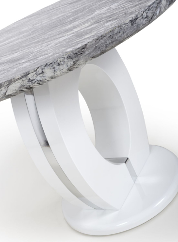 Neptune Round Marble Effect Top High Gloss Grey/White Dining Table