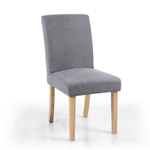 Morton Linen Effect Light Grey Dining Chair in Natural Legs