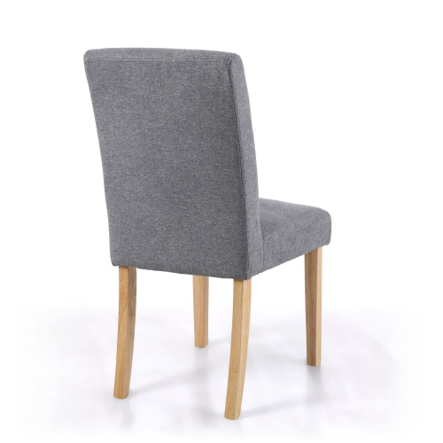 Morton Linen Effect Light Grey Dining Chair in Natural Legs