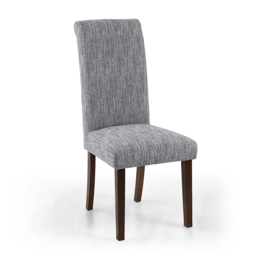 Como Linen Effect Light Grey Dining Chair in Walnut Legs