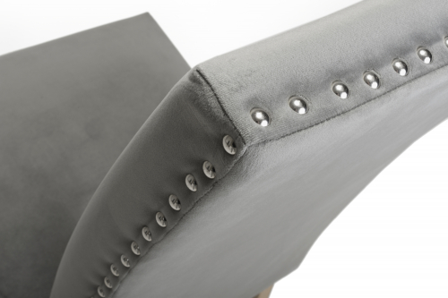 Randall Stud Detail Brushed Velvet Grey Dining Chair in Natural Legs