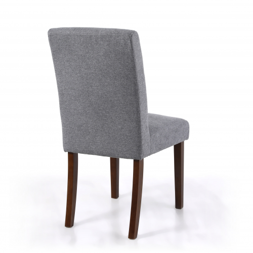 Morton Linen Effect Light Grey Dining Chair in Walnut Legs