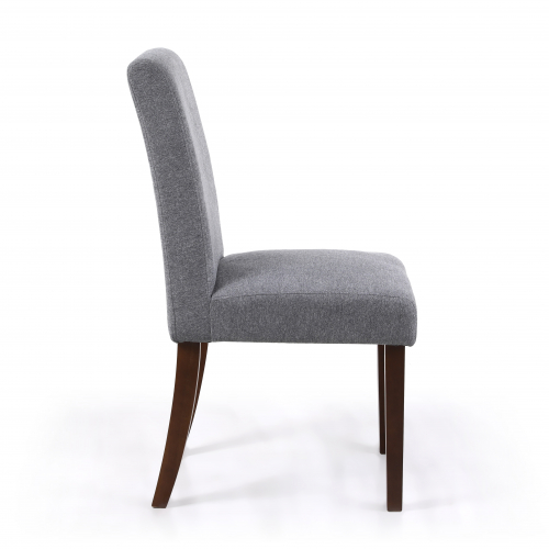 Morton Linen Effect Light Grey Dining Chair in Walnut Legs