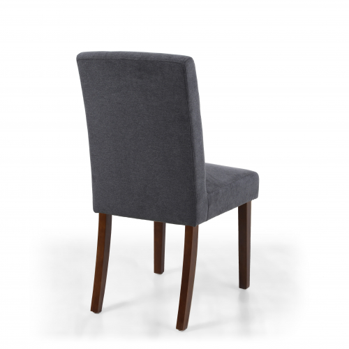 Morton Linen Effect Dark Grey Dining Chair in Walnut Legs