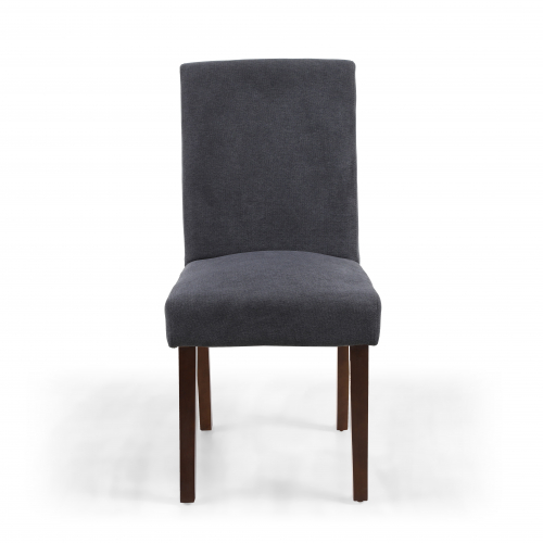 Morton Linen Effect Dark Grey Dining Chair in Walnut Legs