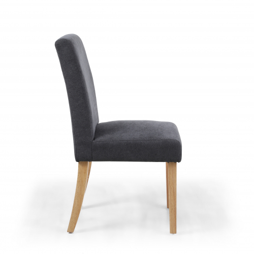 Morton Linen Effect Dark Grey Dining Chair Natural Rubberwood Legs