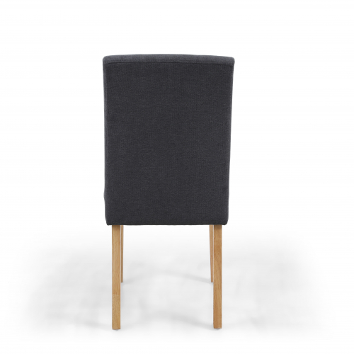 Morton Linen Effect Dark Grey Dining Chair Natural Rubberwood Legs