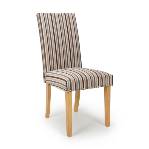 Ridley Chenille Stripe Duck Egg Dining Chair in Natural Legs