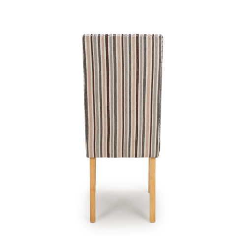 Ridley Chenille Stripe Duck Egg Dining Chair in Natural Legs