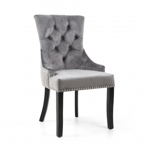 Chester Brushed Velvet Grey Accent Chair in Black Legs