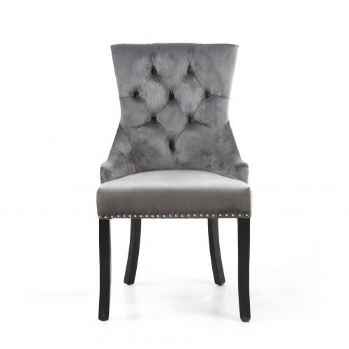 Chester Brushed Velvet Grey Accent Chair in Black Legs