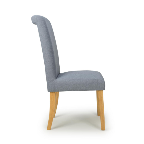 Como Linen Effect Light Grey Dining Chair in Natural Legs