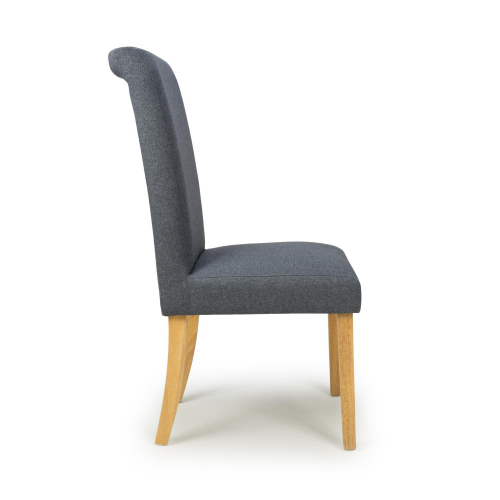 Como Linen Effect Dark Grey Dining Chair in Natural Legs