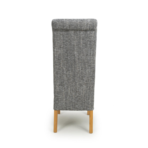 Karta Scroll Back Tweed Grey Dining Chair