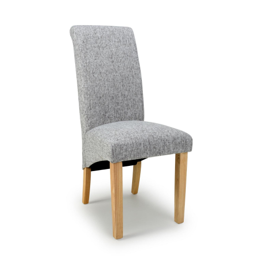 Karta Scroll Back Flax Effect Grey Weave Dining Chair