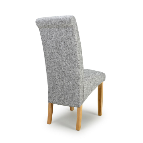 Karta Scroll Back Flax Effect Grey Weave Dining Chair