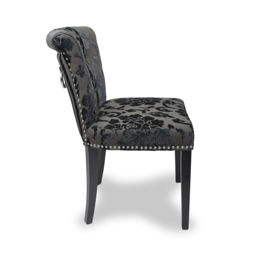 Sandringham Baroque Velvet Charcoal Accent Chair