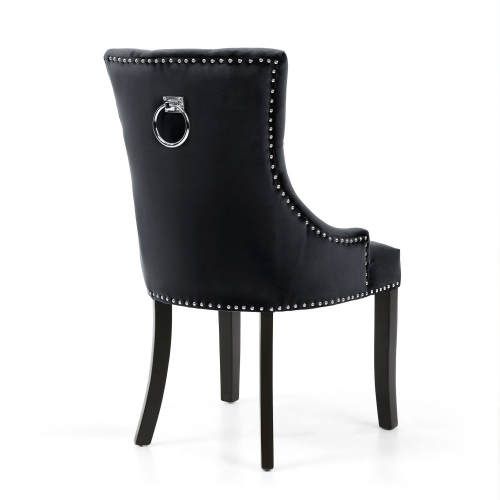 Chester Brushed Velvet Black Accent Chair in Black Legs