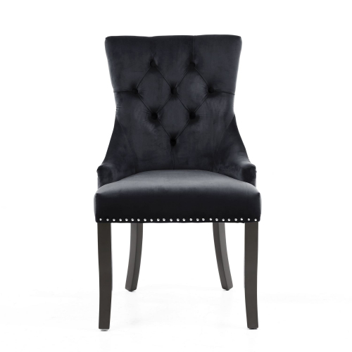 Chester Brushed Velvet Black Accent Chair in Black Legs