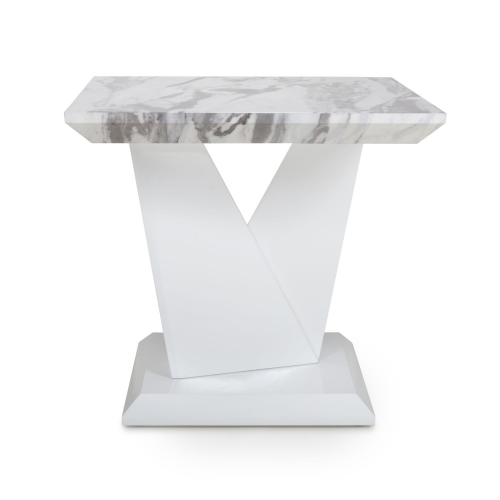Saturn Marble Effect Grey/White Lamp Table