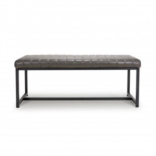 Archer Leather Effect Grey Bench