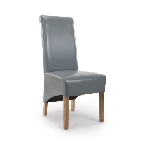 Krista Roll Back Bonded Leather Grey Dining Chair